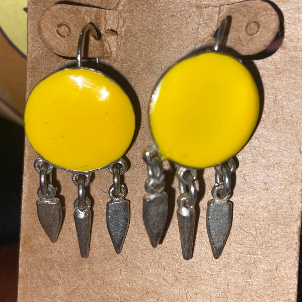 Yellow Dangle Earrings - image 3